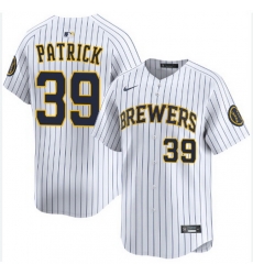 Men Milwaukee Brewers Chad Patrick #39 Home White Strips Stitched Limited Jersey