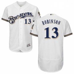 Mens Majestic Milwaukee Brewers 13 Glenn Robinson White Flexbase Authentic Collection MLB Jersey