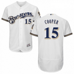 Mens Majestic Milwaukee Brewers 15 Cecil Cooper Navy Blue Alternate Flex Base Authentic Collection MLB Jersey