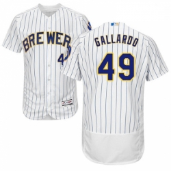 Mens Majestic Milwaukee Brewers 49 Yovani Gallardo White Alternate Flex Base Authentic Collection MLB Jersey