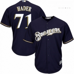 Mens Majestic Milwaukee Brewers 71 Josh Hader Replica White Alternate Cool Base MLB Jersey 