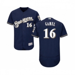 Mens Milwaukee Brewers 16 Ben Gamel Navy Blue Alternate Flex Base Authentic Collection Baseball Jersey