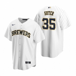 Mens Nike Milwaukee Brewers 35 Brent Suter White Alternate Stitched Baseball Jersey