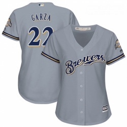 Womens Majestic Milwaukee Brewers 22 Matt Garza Authentic Grey Road Cool Base MLB Jersey