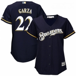 Womens Majestic Milwaukee Brewers 22 Matt Garza Authentic Navy Blue Alternate Cool Base MLB Jersey