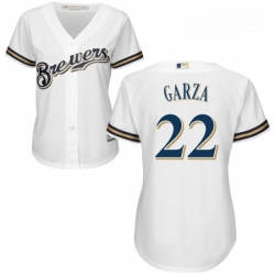 Womens Majestic Milwaukee Brewers 22 Matt Garza Replica White Home Cool Base MLB Jersey