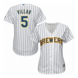 Womens Majestic Milwaukee Brewers 5 Jonathan Villar Replica White Alternate Cool Base MLB Jersey