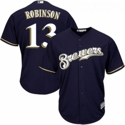 Youth Majestic Milwaukee Brewers 13 Glenn Robinson Replica Navy Blue Alternate Cool Base MLB Jersey