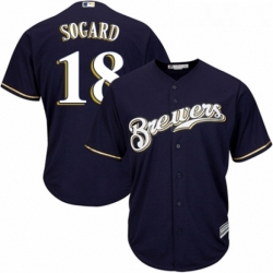 Youth Majestic Milwaukee Brewers 18 Eric Sogard Authentic White Alternate Cool Base MLB Jersey 