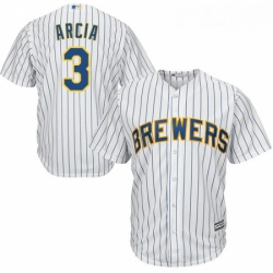 Youth Majestic Milwaukee Brewers 3 Orlando Arcia Authentic White Alternate Cool Base MLB Jersey