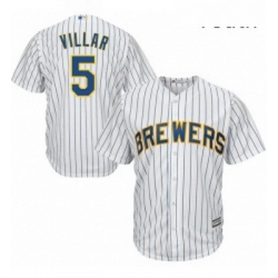 Youth Majestic Milwaukee Brewers 5 Jonathan Villar Authentic White Alternate Cool Base MLB Jersey