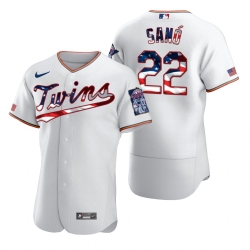 Men Minnesota Twins 22 Miguel Sano Men Nike White Fluttering USA Flag Limited Edition Flex Base MLB Jersey