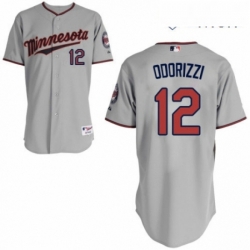 Mens Majestic Minnesota Twins 12 Jake Odorizzi Replica Grey Road Cool Base MLB Jersey 