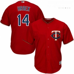 Mens Majestic Minnesota Twins 14 Kent Hrbek Replica Scarlet Alternate Cool Base MLB Jersey