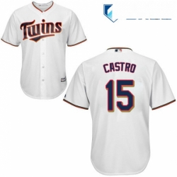 Mens Majestic Minnesota Twins 15 Jason Castro Replica White Home Cool Base MLB Jersey