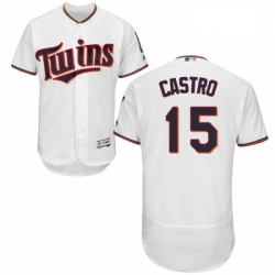 Mens Majestic Minnesota Twins 15 Jason Castro White Home Flex Base Authentic Collection MLB Jersey