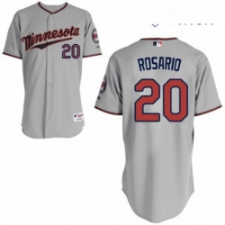 Mens Majestic Minnesota Twins 20 Eddie Rosario Authentic Grey Road Cool Base MLB Jersey 