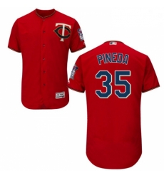 Mens Majestic Minnesota Twins 35 Michael Pineda Scarlet Alternate Flex Base Authentic Collection MLB Jersey