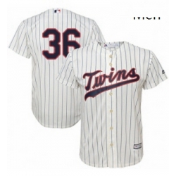 Mens Majestic Minnesota Twins 36 Robbie Grossman Replica Cream Alternate Cool Base MLB Jersey 