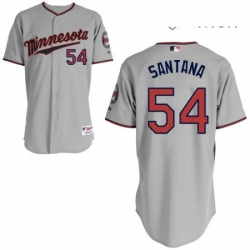 Mens Majestic Minnesota Twins 54 Ervin Santana Authentic Grey Road Cool Base MLB Jersey