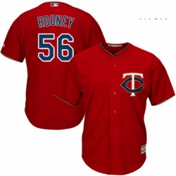 Mens Majestic Minnesota Twins 56 Fernando Rodney Replica Scarlet Alternate Cool Base MLB Jersey 