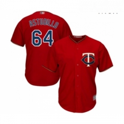 Mens Minnesota Twins 64 Willians Astudillo Replica Scarlet Alternate Cool Base Baseball Jersey 