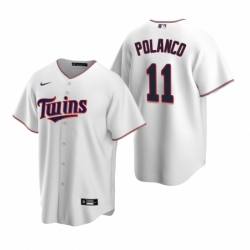 Mens Nike Minnesota Twins 11 Jorge Polanco White Home Stitched Baseball Jersey