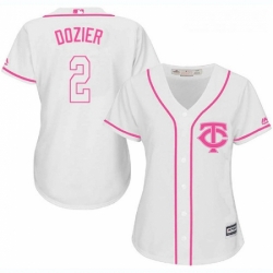 Womens Majestic Minnesota Twins 2 Brian Dozier Authentic White Fashion Cool Base MLB Jersey