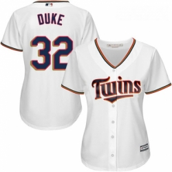 Womens Majestic Minnesota Twins 32 Zach Duke Authentic White Home Cool Base MLB Jersey 