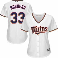 Womens Majestic Minnesota Twins 33 Justin Morneau Replica White Home Cool Base MLB Jersey