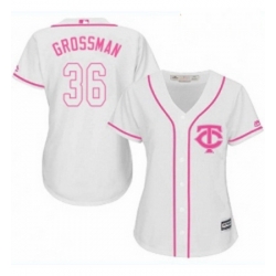 Womens Majestic Minnesota Twins 36 Robbie Grossman Authentic White Fashion Cool Base MLB Jersey 