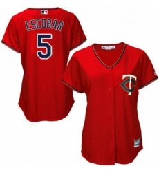 Womens Majestic Minnesota Twins 5 Eduardo Escobar Replica Scarlet Alternate Cool Base MLB Jersey 