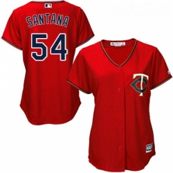 Womens Majestic Minnesota Twins 54 Ervin Santana Replica Scarlet Alternate Cool Base MLB Jersey