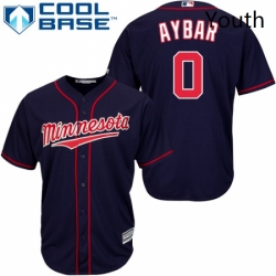 Youth Majestic Minnesota Twins 0 Erick Aybar Replica Navy Blue Alternate Road Cool Base MLB Jersey 