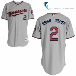 Youth Majestic Minnesota Twins 2 Brian Dozier Replica Grey Road Cool Base MLB Jersey