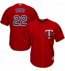 Youth Majestic Minnesota Twins 22 Miguel Sano Replica Scarlet Alternate Cool Base MLB Jersey