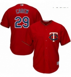 Youth Majestic Minnesota Twins 29 Rod Carew Authentic Scarlet Alternate Cool Base MLB Jersey