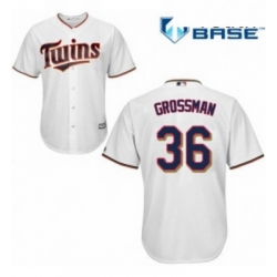 Youth Majestic Minnesota Twins 36 Robbie Grossman Replica White Home Cool Base MLB Jersey 