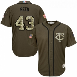 Youth Majestic Minnesota Twins 43 Addison Reed Replica Green Salute to Service MLB Jersey 