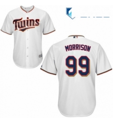 Youth Majestic Minnesota Twins 99 Logan Morrison Replica White Home Cool Base MLB Jersey 