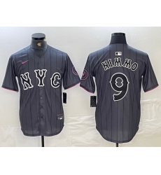 Men New York Mets 9 Brandon Nimmo Graphite 2024 City Connect Limited Stitched Baseball Jersey 1