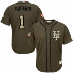 Mens Majestic New York Mets 1 Amed Rosario Authentic Green Salute to Service MLB Jersey 