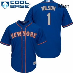 Mens Majestic New York Mets 1 Mookie Wilson Replica Royal Blue Alternate Road Cool Base MLB Jersey