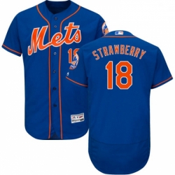 Mens Majestic New York Mets 18 Darryl Strawberry Royal Blue Alternate Flex Base Authentic Collection MLB Jersey