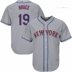 Mens Majestic New York Mets 19 Jay Bruce Replica Grey Road Cool Base MLB Jersey 