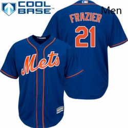 Mens Majestic New York Mets 21 Todd Frazier Replica Royal Blue Alternate Home Cool Base MLB Jersey 