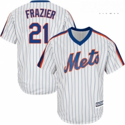 Mens Majestic New York Mets 21 Todd Frazier Replica White Alternate Cool Base MLB Jersey 