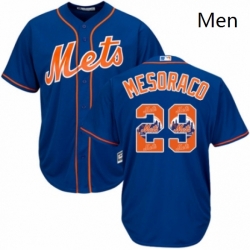 Mens Majestic New York Mets 29 Devin Mesoraco Authentic Royal Blue Team Logo Fashion Cool Base MLB Jersey 