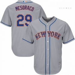 Mens Majestic New York Mets 29 Devin Mesoraco Replica Grey Road Cool Base MLB Jersey 