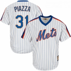 Mens Majestic New York Mets 31 Mike Piazza Authentic White Cooperstown MLB Jersey